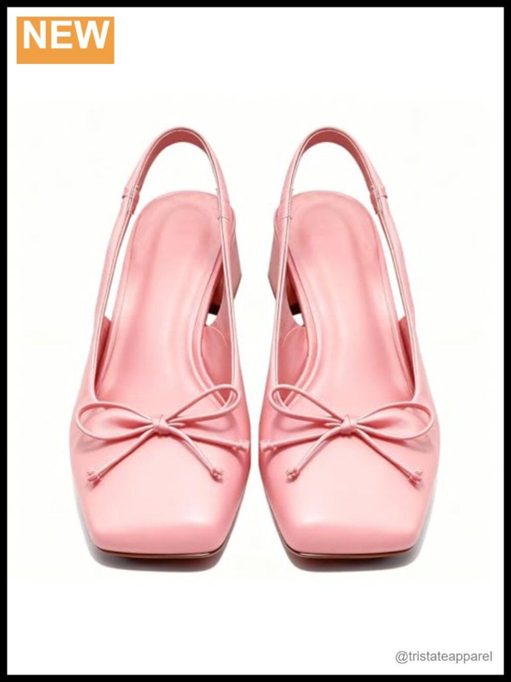 Satin Ballet Heels Slingback Square Toe Bow Chunky Heel Ballerina Pumps